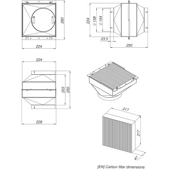 Filtrační box - držák 2ks s uhlíkovým filtrem Long Life FW217 UFW100