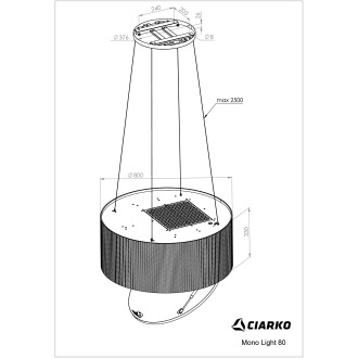 ODSAVAČ OSTRŮVKOVÝ MONO LIGHT 80 BLACK CDW8001C
