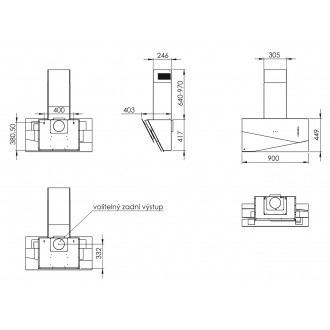 Odsavač šikmý komínový Trio Black Copper (CDP9001CZ)