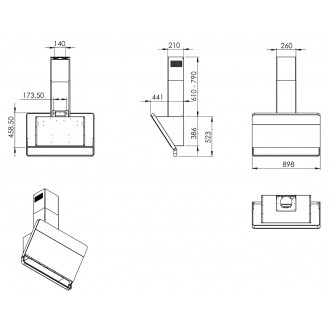 Odsavač šikmý komínový Illumia White (CDP9002B)
