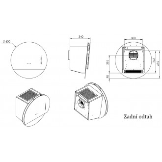 Odsavač šikmý komínový Eclipse Black Inox (CDP6001CC)