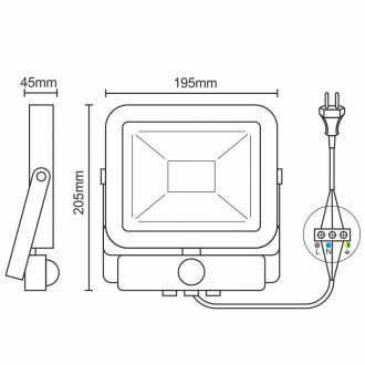 HQ reflektor 30W+PIR IP65 senzor/4000K/BK/PS - LF2023S