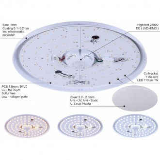 LED svítidlo OPAL + dálk. ovladač 90W/CLR4/SMD/RC/AS - LC813U