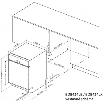 Myčka vestavná s panelem BDB424LX
