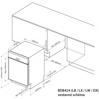 Myčka vestavná s panelem BDB424DX